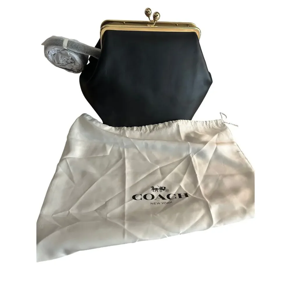 COACH Large Oversized Kisslock Frame Shoulder Clutch Bag - New